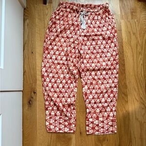 Faherty Orange and White Patterned Linen Blend Pants